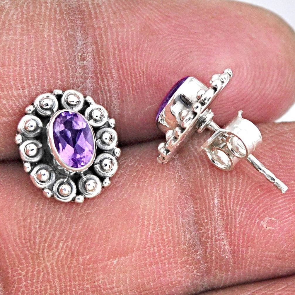 2.57cts natural purple amethyst 925 sterling silver stud earrings jewelry r55133