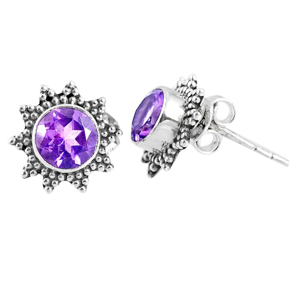 2.71cts natural purple amethyst 925 sterling silver stud earrings jewelry r67003