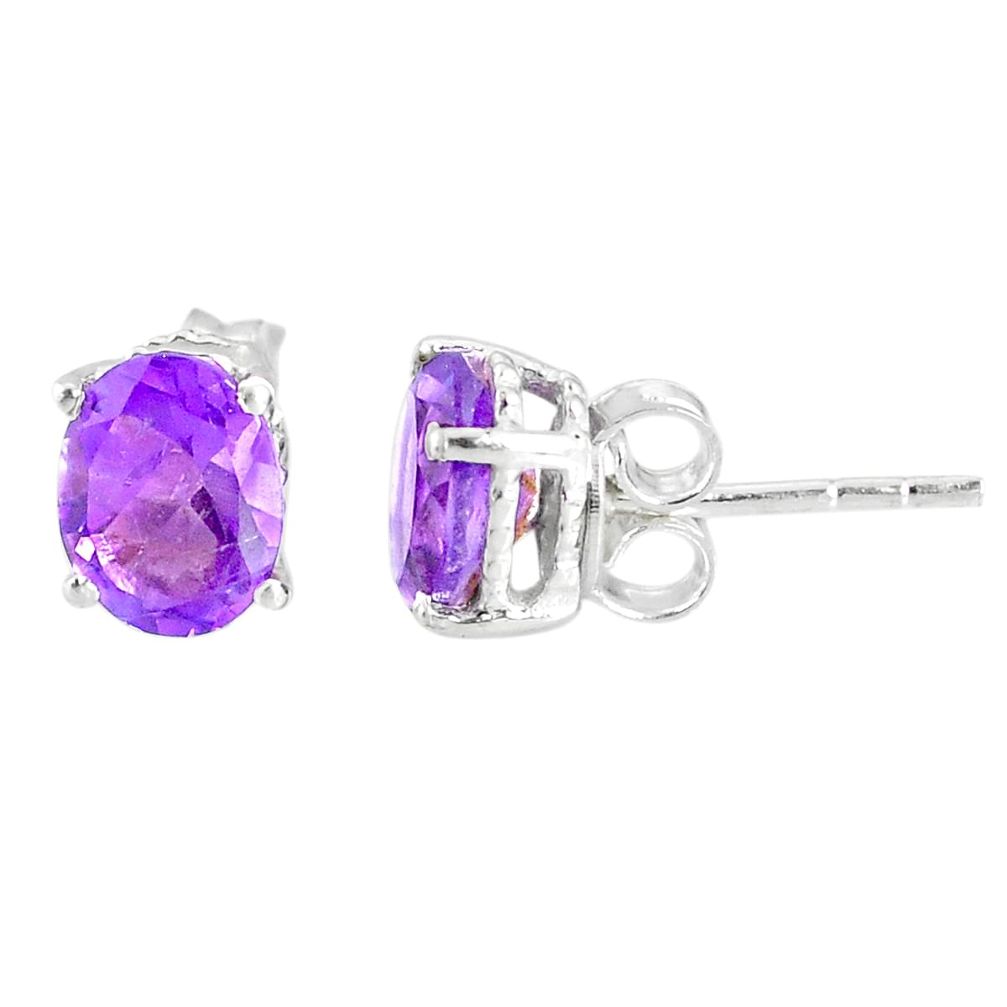 3.59cts natural purple amethyst 925 sterling silver stud earrings jewelry r77042