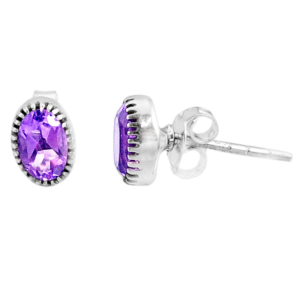 2.39cts natural purple amethyst 925 sterling silver stud earrings jewelry r87490