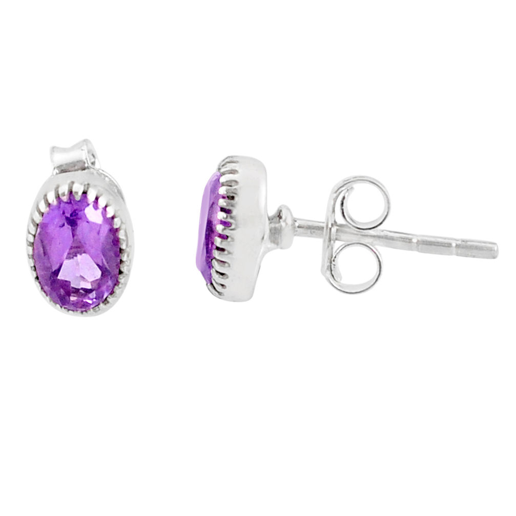 2.39cts natural purple amethyst 925 sterling silver stud earrings jewelry r87538