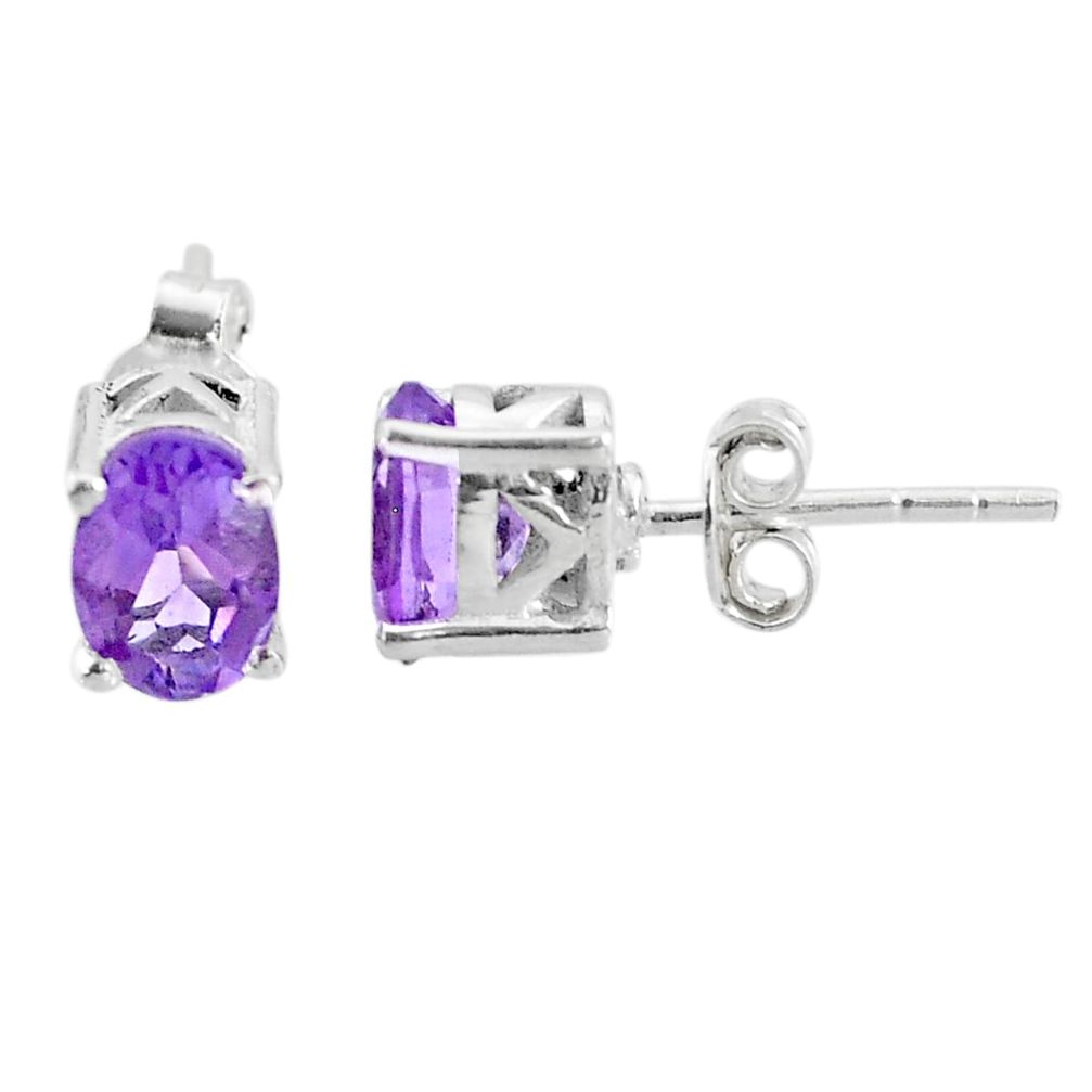 3.02cts natural purple amethyst 925 sterling silver stud earrings jewelry t16261