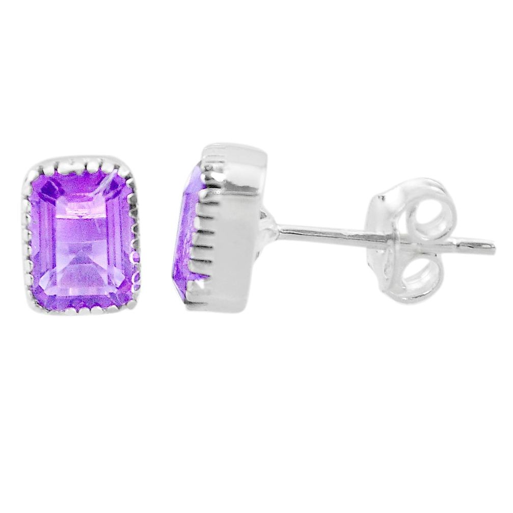 3.02cts natural purple amethyst 925 sterling silver stud earrings jewelry t22222
