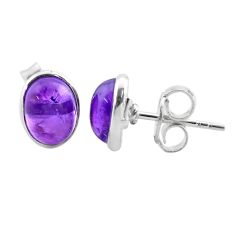 3.91cts natural purple amethyst 925 sterling silver stud earrings jewelry t30822