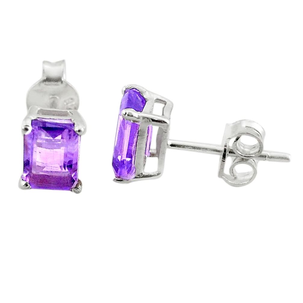 3.46cts natural purple amethyst 925 sterling silver stud earrings jewelry t44239