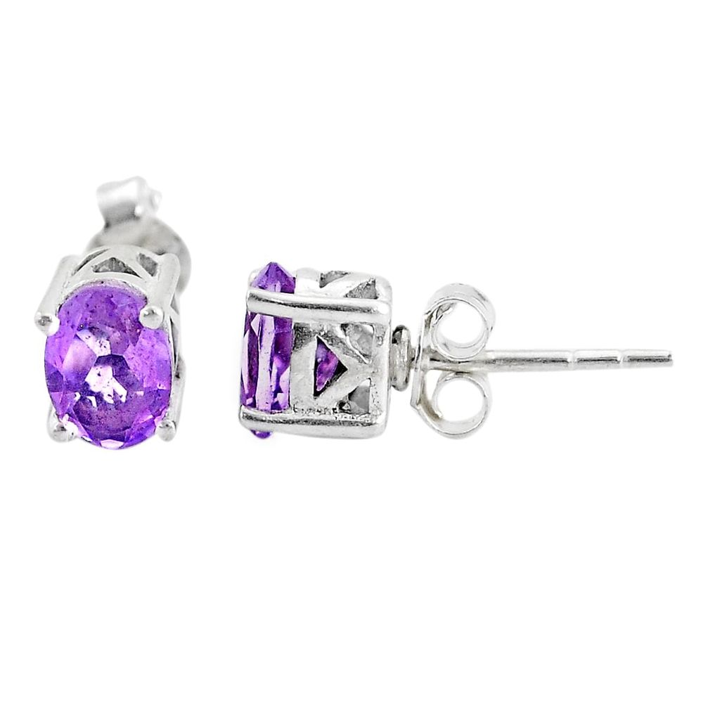 2.79cts natural purple amethyst 925 sterling silver stud earrings jewelry t4848