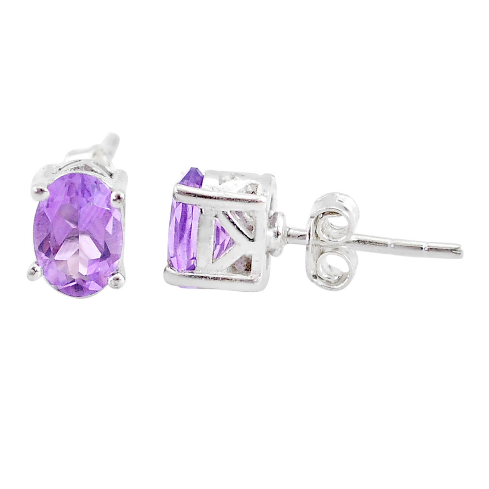 3.03cts natural purple amethyst 925 sterling silver stud earrings jewelry t4883