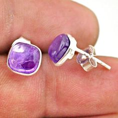 3.29cts natural purple amethyst 925 sterling silver stud earrings jewelry t70486