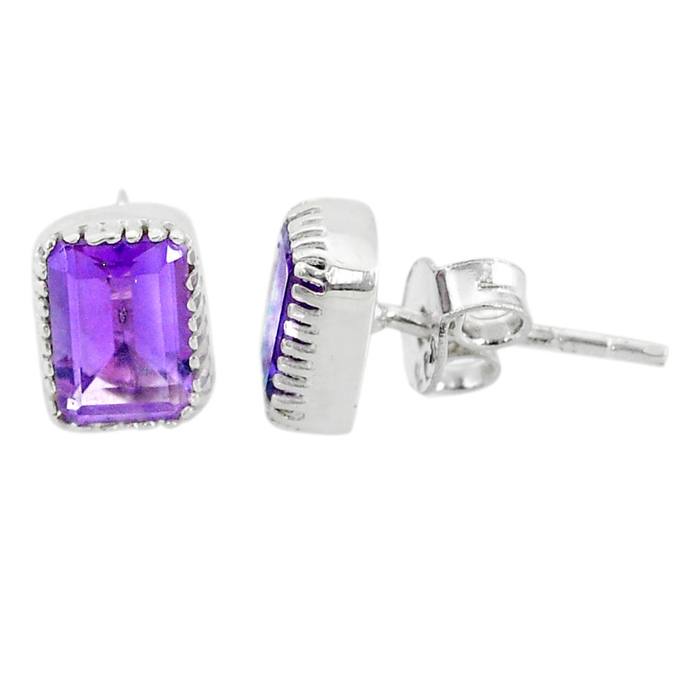 2.50cts natural purple amethyst 925 silver handmade stud earrings jewelry t7373