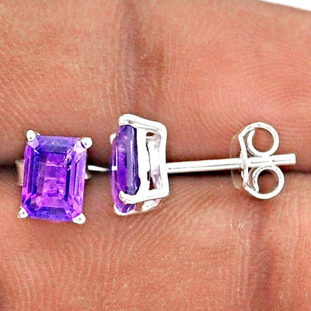 2.84cts natural purple amethyst 925 sterling silver stud earrings jewelry t85213