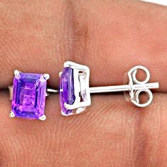 2.84cts natural purple amethyst 925 sterling silver stud earrings jewelry t85213