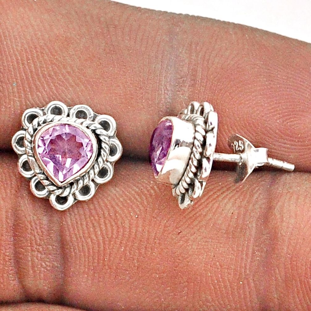 2.42cts natural purple amethyst 925 sterling silver stud earrings jewelry t87224
