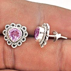 2.42cts natural purple amethyst 925 sterling silver stud earrings jewelry t87224