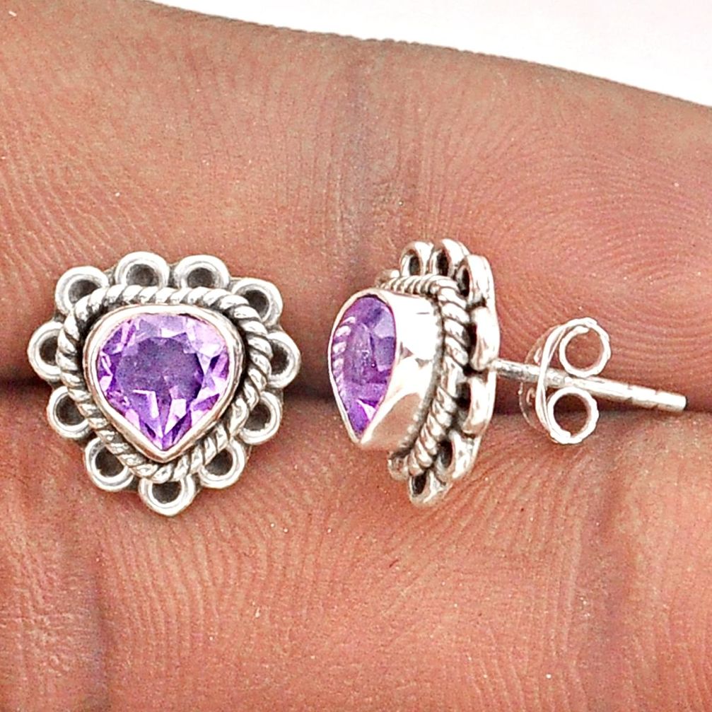 2.45cts natural purple amethyst 925 sterling silver stud earrings jewelry t87228