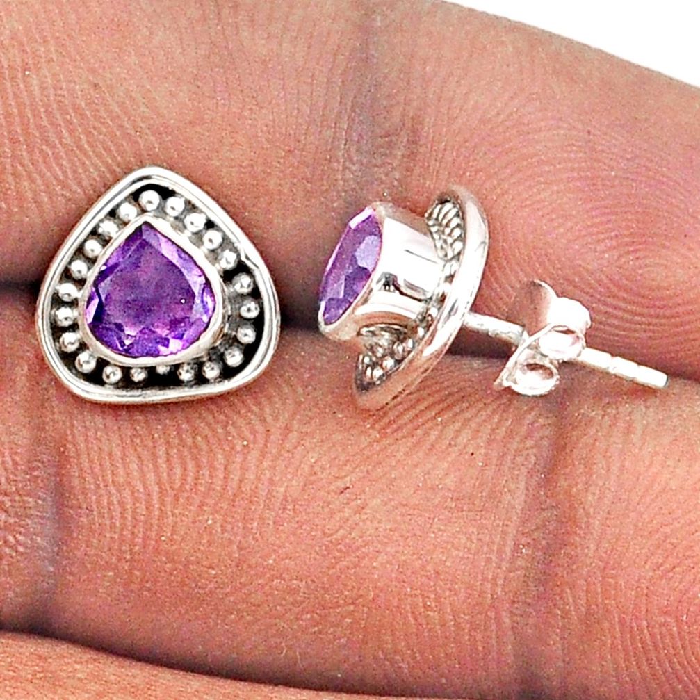 2.31cts natural purple amethyst 925 sterling silver stud earrings jewelry t87231