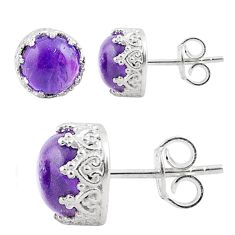 6.55cts natural purple amethyst 925 sterling silver stud earrings jewelry u20617