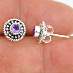 1.22cts natural purple amethyst 925 sterling silver stud earrings jewelry u87661