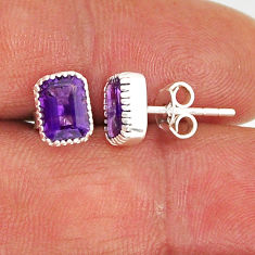 3.15cts natural purple amethyst 925 sterling silver stud earrings jewelry y73884