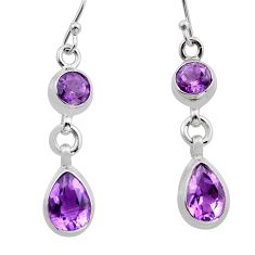 7.32cts natural purple amethyst pear 925 sterling silver dangle earrings y82818