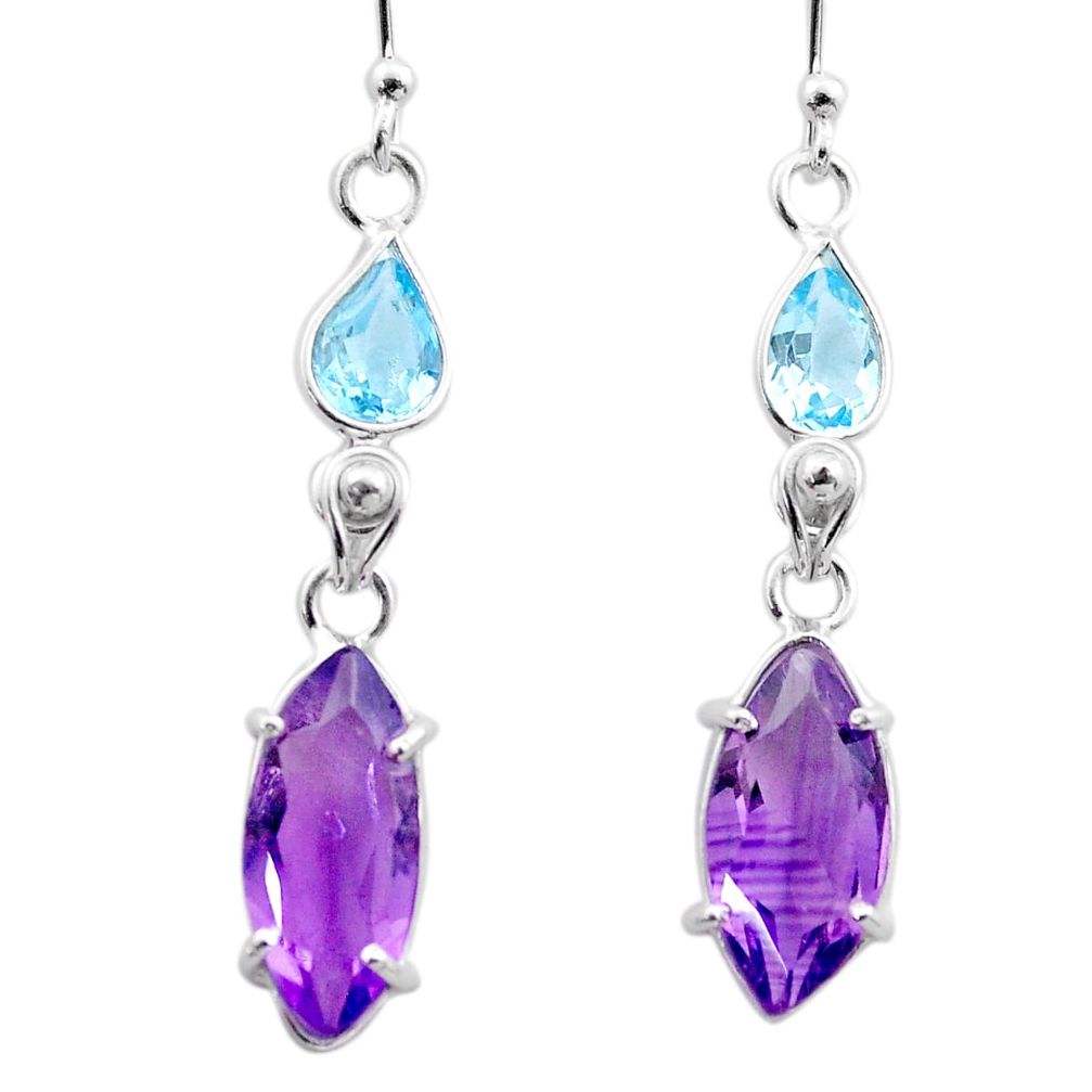 purple amethyst topaz 925 sterling silver dangle earrings t74699