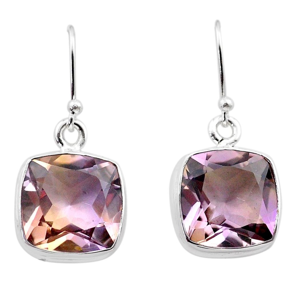 13.70cts natural purple ametrine 925 sterling silver dangle earrings t45195