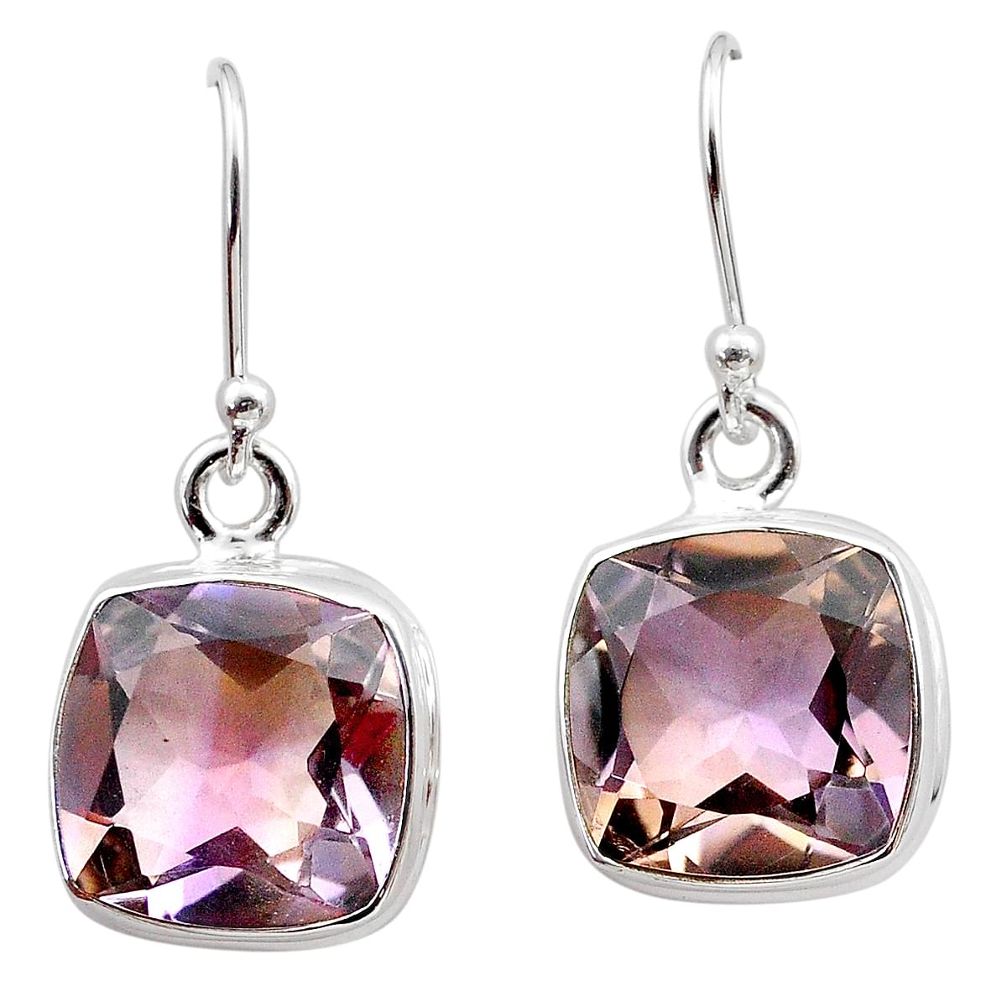 15.22cts natural purple ametrine 925 sterling silver dangle earrings t45196