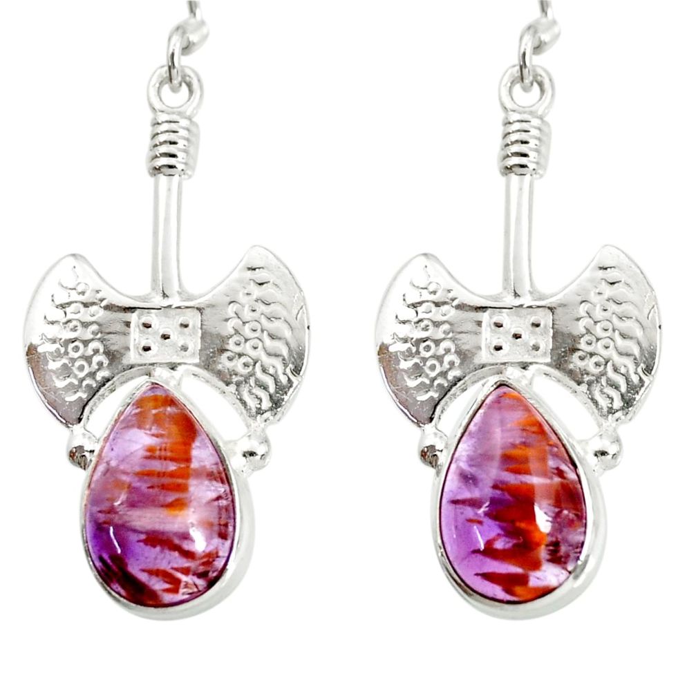 purple cacoxenite super seven 925 silver dangle earrings d40286