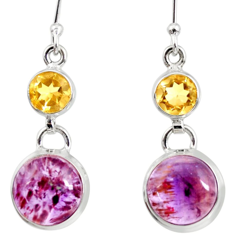  purple cacoxenite super seven 925 silver dangle earrings d40295