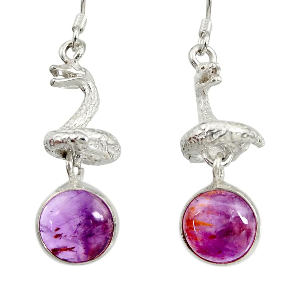  purple cacoxenite super seven 925 silver snake earrings d40265