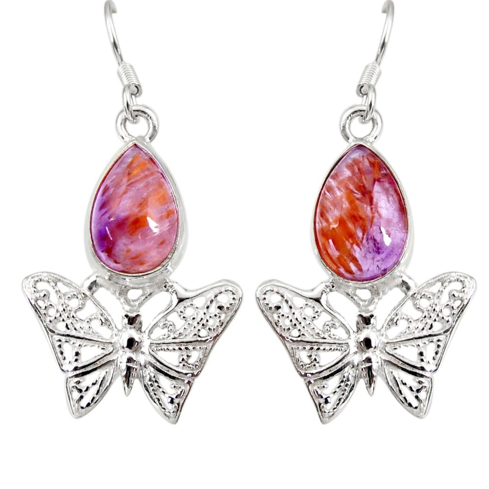 purple cacoxenite super seven silver butterfly earrings d40279