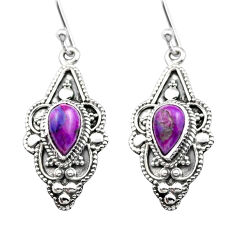 Clearance Sale- 4.06cts natural purple mojave turquoise 925 silver dangle earrings u10502