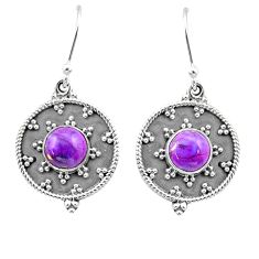 Clearance Sale- 5.11cts natural purple mojave turquoise 925 silver dangle earrings u33373