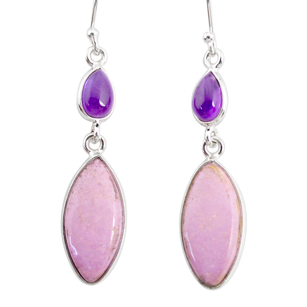 13.02cts natural purple phosphosiderite (hope stone) 925 silver earrings r86885