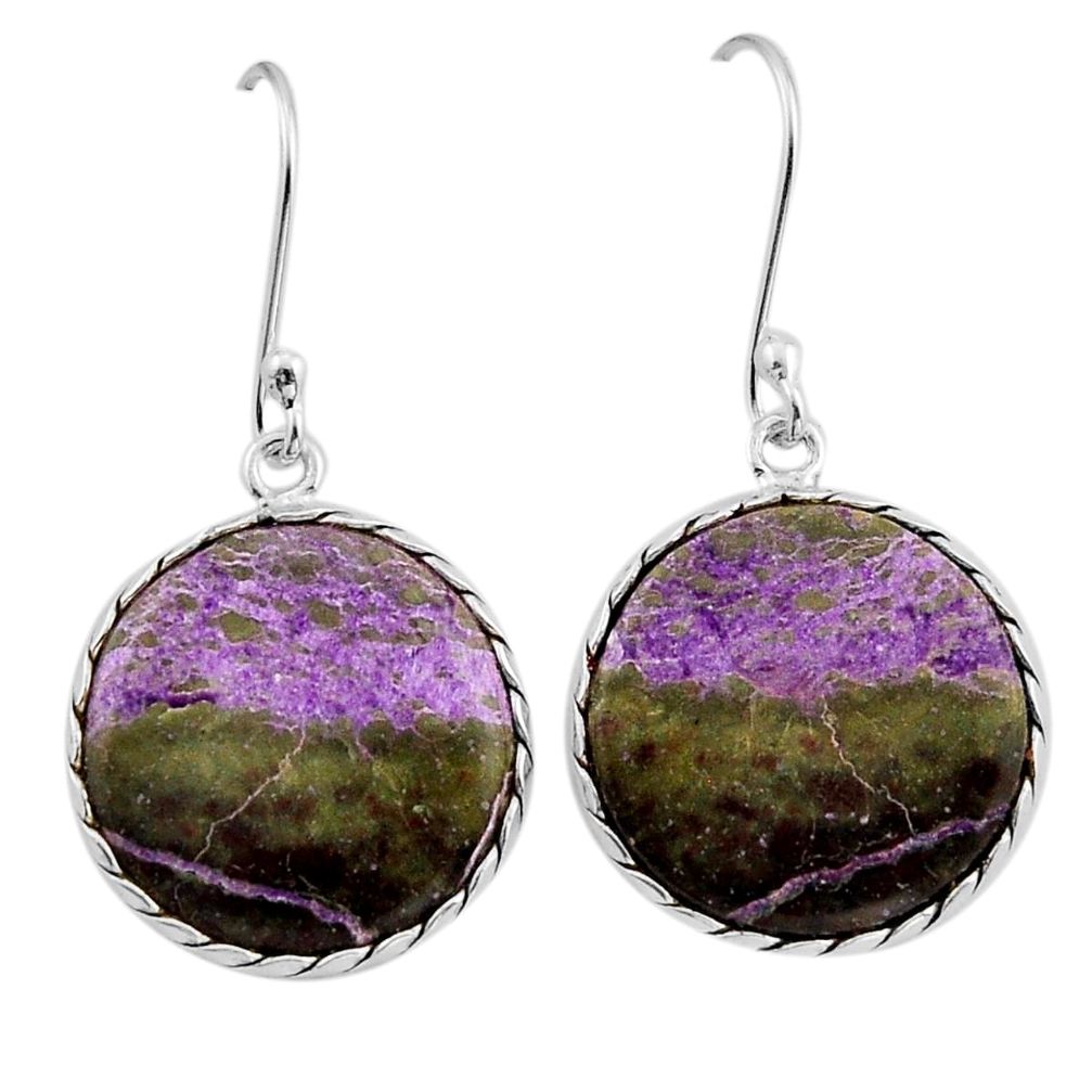 14.73cts natural purple purpurite stichtite 925 silver dangle earrings n8792