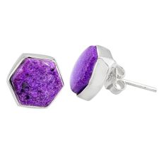 7.13cts natural purple purpurite stichtite 925 silver stud earrings r80272