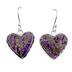 9.42cts natural purple stichtite heart sterling silver dangle earrings y62673