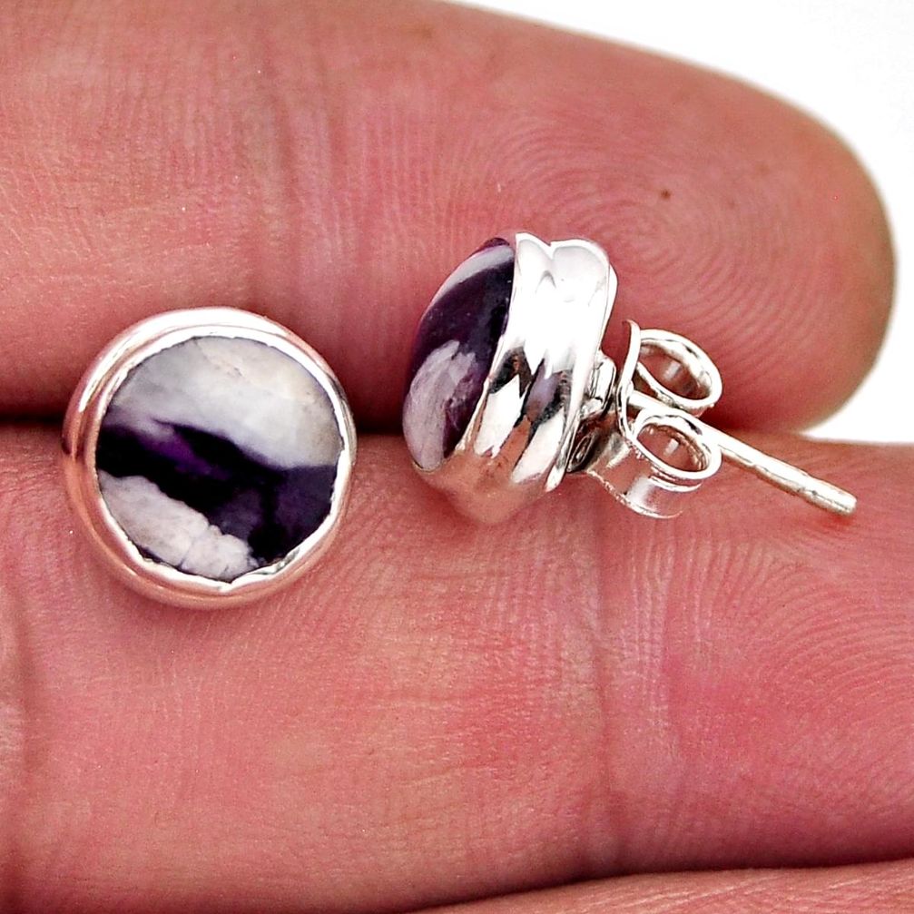 6.63cts natural purple sugilite 925 sterling silver stud earrings jewelry n9456