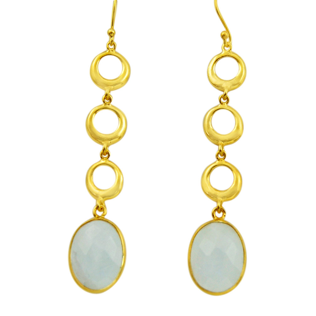 18.25cts natural rainbow moonstone 925 silver 14k gold dangle earrings r31753
