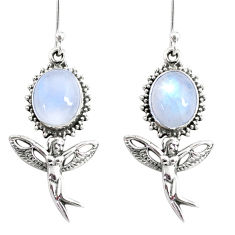 Clearance Sale- 10.02cts natural rainbow moonstone 925 silver angel wings fairy earrings r66505