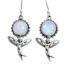 10.37cts natural rainbow moonstone 925 silver angel wings fairy earrings y12337