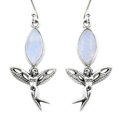 7.78cts natural rainbow moonstone 925 silver angel wings fairy earrings y15633
