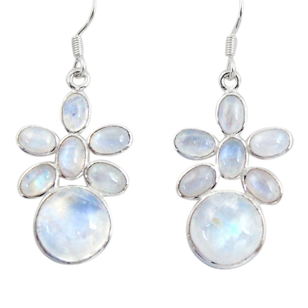 15.90cts natural rainbow moonstone 925 silver chandelier earrings d39836