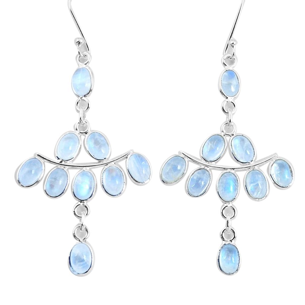 17.02cts natural rainbow moonstone 925 silver chandelier earrings jewelry p48998