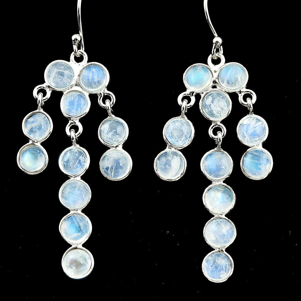 14.67cts natural rainbow moonstone 925 silver chandelier earrings jewelry r33414
