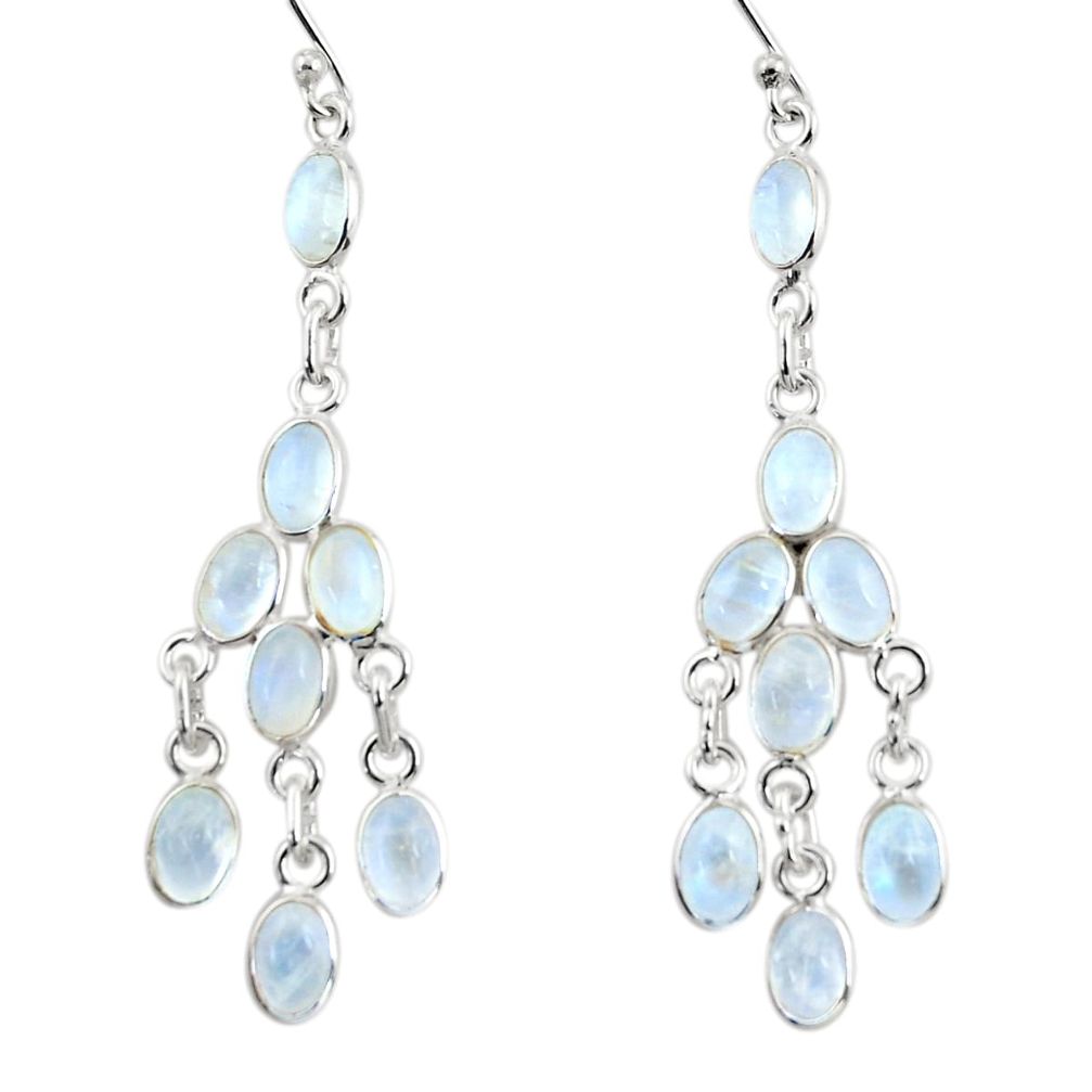 14.17cts natural rainbow moonstone 925 silver chandelier earrings jewelry r33458