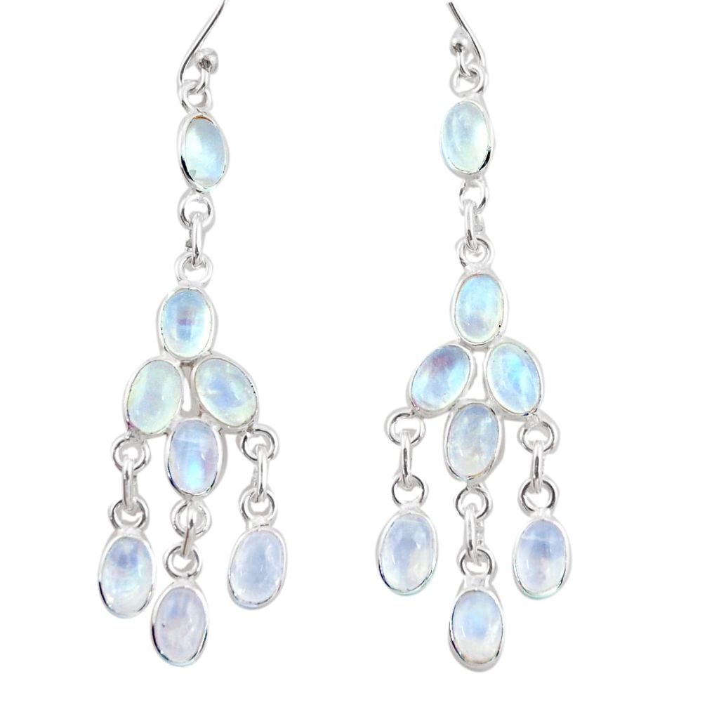 13.15cts natural rainbow moonstone 925 silver chandelier earrings jewelry r38678