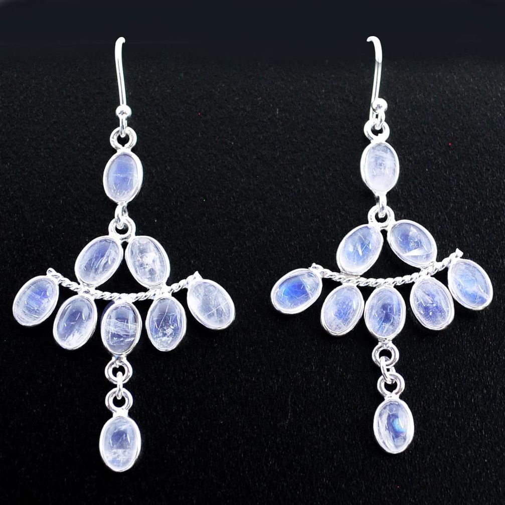 12.96cts natural rainbow moonstone 925 silver chandelier earrings jewelry t37410