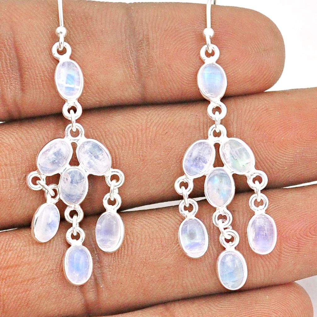 12.35cts natural rainbow moonstone 925 silver chandelier earrings jewelry t87386