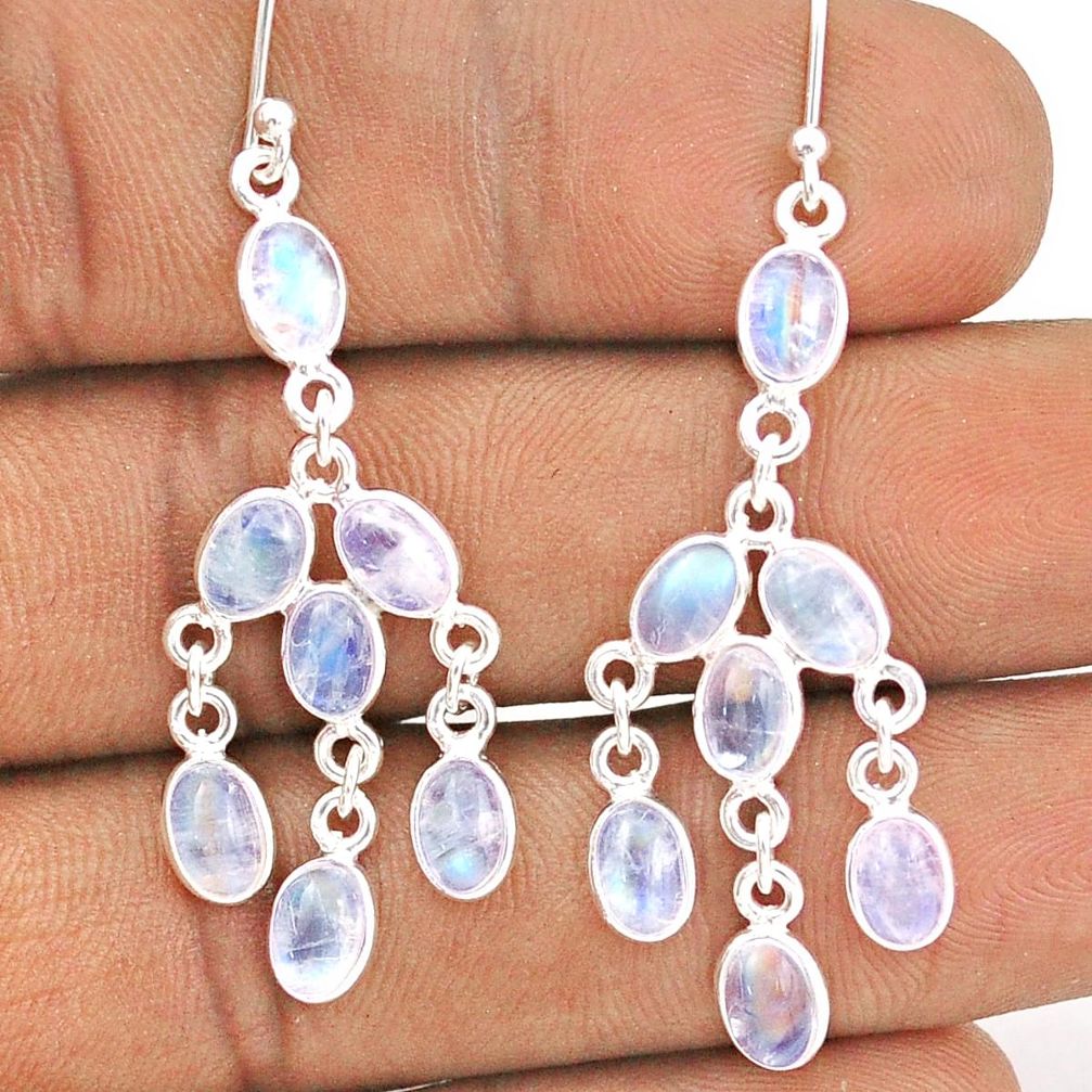 11.93cts natural rainbow moonstone 925 silver chandelier earrings jewelry t87387