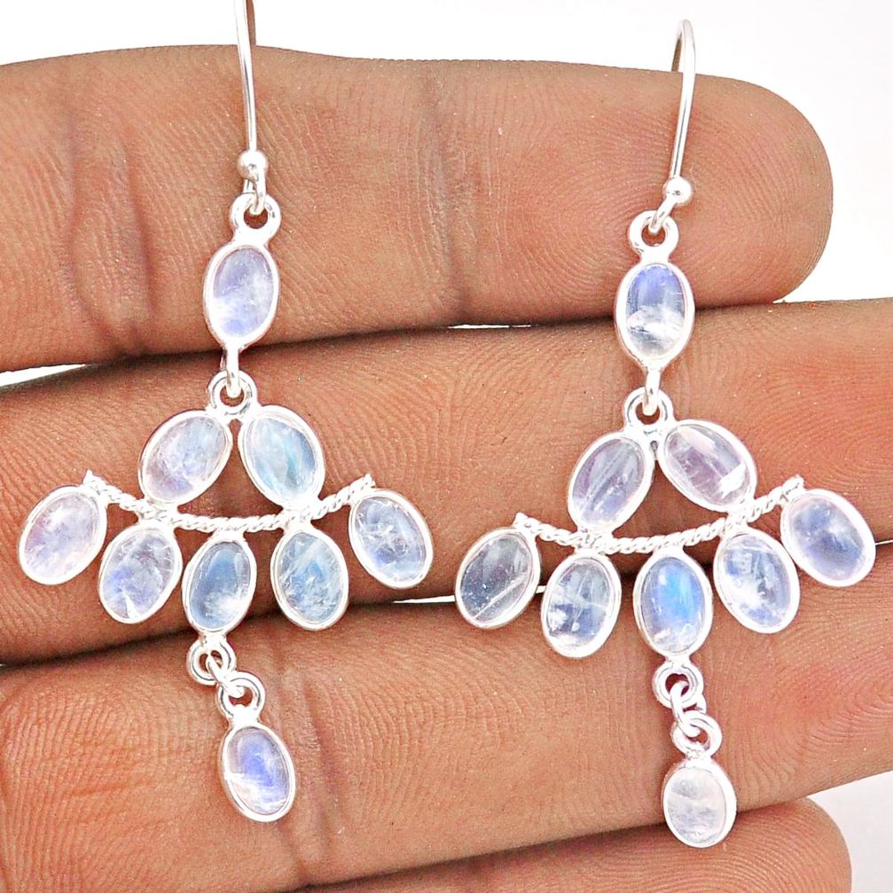 12.54cts natural rainbow moonstone 925 silver chandelier earrings jewelry t87391